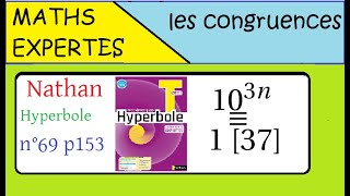 Terminale Maths ExpertesArithmétique et congruenceExercice 69 p 153 Nathan Hyperbole 610k [upl. by Atlee]