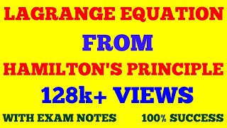 LAGRANGE EQUATION FROM HAMILTON PRINCIPLE  DERIVATION OF LAGRANGE EQUATION FROM HAMILTON PRINCIPLE [upl. by Aidile71]