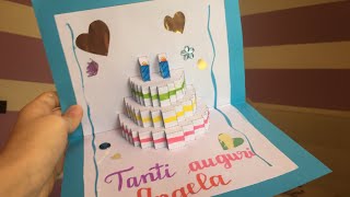 DIY BIGLIETTO DI COMPLEANNO TORTA POPUP [upl. by Tamis991]