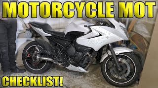 My Motorcycle MOT Checklist [upl. by Yoral]