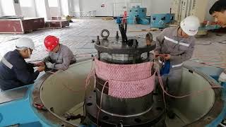 Disassembly of thrust collar of large generator [upl. by Abate]