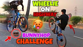 Highway 🛣️ Pe Wheelie Marne Lage😅Bunny Hop Challenge Me Crash Kar Gaya [upl. by Ilellan]