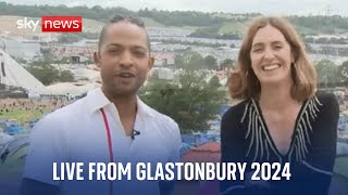 Skys Katie Spencer and Jayson Mansaray are live from Glastonbury 2024 [upl. by Laughlin]