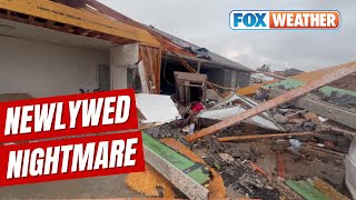 Oklahoma Newlyweds Have Home Cars Wrecked By EF3 Tornado [upl. by Nylatsirk]