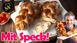 Klassisches Speckzopf Rezept mit Tipps zum 2 Strang Zopf flechten  Butterzopf mit Speck [upl. by Schwing]