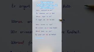 Fragewörter reflexive Verben mit Präpositionen deutsch deutschlernen german deutscha2 shorts [upl. by Netsyrk]