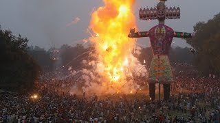 Dussehra Festival  Burning Ravana Effigies in Amritsar Religion in India [upl. by Rothstein360]