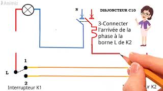 Branchement dun interrupteur vaetvient interrupteuréclairage lampes switch [upl. by Ecyle]