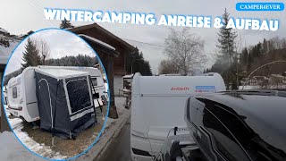 Wintercamping  Unsere Anreise und Aufbau I Fahrt mit dem Wohnwagen nach Fieberbrunn zum TirolCamp [upl. by Phina778]