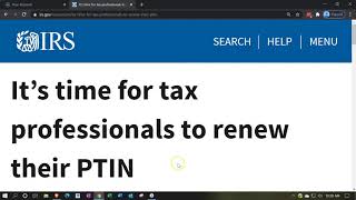 IRS News  It’s time for tax professionals to renew their PTIN [upl. by Sluiter]