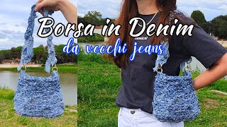 Borsa di Jeans Facile allUncinetto  Tutorial passo passo [upl. by Ruder]