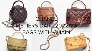 CHANEL METIERS DART COLLECTION 202223 ❤️ CHANEL HANDBAGS WITH CHAIN [upl. by Henley]