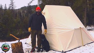 Hot Tent Overnight in Early Winter New Snowtrekker High Country Cooking on the Esker Wood Stove [upl. by Aiceled192]