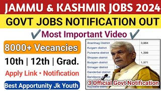 JampK Govt Jobs 10th12th Pass 2024 JampK Jobs Schemes JampK New Jobs Notifications Jk Youth Jobs 2024 [upl. by Karim]