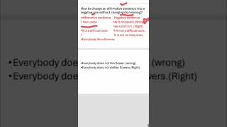 How to transform an affirmative sentence into a negative one language [upl. by Lotsyrc]
