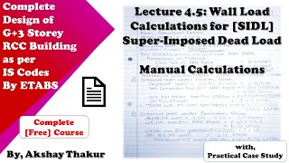 45 Wall Load Calculations for Super Imposed Dead Load SIDL │ Akshay Thakur [upl. by Toft353]