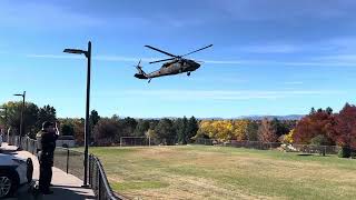 Blackhawk landing at Greenwood Elementary School [upl. by Arakihc]