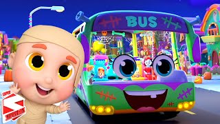 Halloween Wheels On The Bus Spooky School Bus and Kids Rhyme [upl. by Gensmer686]