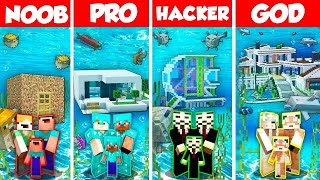 Underwater House Build Battle Challenge  Noob vs Pro vs Hacker vs God  Minecraft Animation [upl. by Lorn]