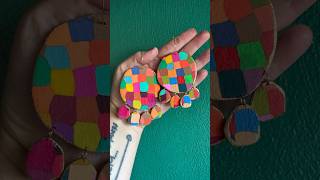 Coat Of Many Colors Earrings polymerclayearrings handmade patchwork artprocess dollyparton [upl. by Tutto]