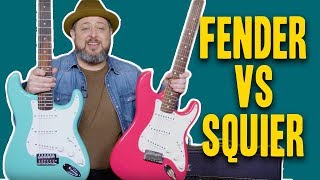 Gear Thursday Fender vs Squier Strat Comparison  Marty Schwartz [upl. by Aekahs]