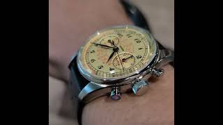 cycling with vintage vibe pulsometer watch manual winding chronograph [upl. by Seuqirdor]