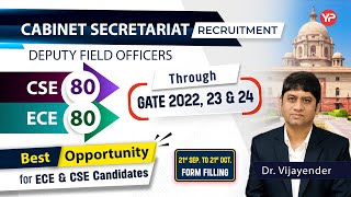 Cabinet secretariat Recruitment through GATE 20222324 for DFO Post  Best opp for ECECSE branch [upl. by Airemahs377]