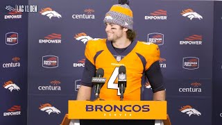 QB Jarrett Stidham on winning his first Broncos start Its about the team getting its eighth win [upl. by Cence290]