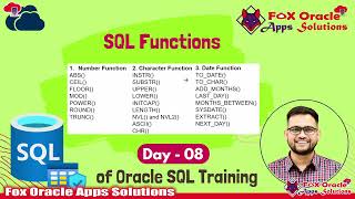 Day 8  SQL Date Functions  tochar todate addmonths lastday sysdate in sql  Fox Oracle Apps [upl. by Cilla869]