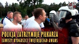 Policja zatrzymuje piłkarza Zawiszy Bydgoszcz świętującego awans 02062018 r [upl. by Suicul]