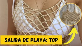 Salida de playa ➡️ top  BIEN EXPLICADO 😍  Tejidos a crochet 🧶 [upl. by Maressa]