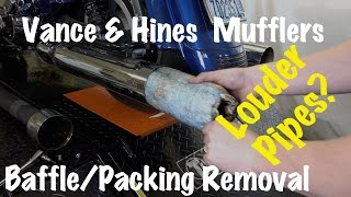 How to Remove BafflesPacking From Vance amp Hines PipesMufflersLouder Motorcycle Pipes [upl. by Olin]