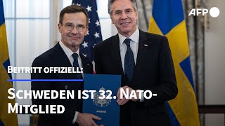 Schweden offiziell 32 Mitgliedsland der Nato  AFP [upl. by Yeldud]