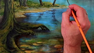 Above amp Below Acrylic Beauty  StepbyStep Painting of Tree Roots and Underwater Rocks [upl. by Schlicher70]