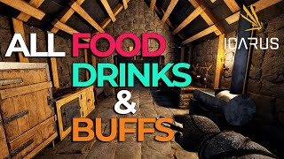 ICARUS  ALL CURRENT FOOD DRINKS amp BUFFS TO USE [upl. by Brass]