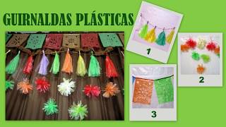 COMO HACER GUIRNALDAS CON BOLSAS DE PLASTICO para fiestas Cumpleaños Navidad 3 ideas fáciles [upl. by Elly356]