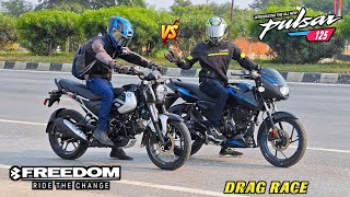 Bajaj Freedom 125 CNG vs TVS Raider 125cc  Drag Race  Amazing Result [upl. by Lyssa23]