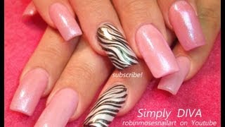 Easy Zebra Print Nail Art Design Tutorial [upl. by Ilak]