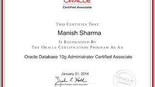 First look ORACLE CERTIFIED ASSOCIATE OCA CERTIFICATE  ORACLE DATABASE ADMINISTRATOR [upl. by Llednahc]