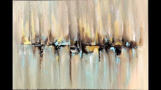 Skyline abstract painting with Acrylic abstract art acrylpainting abstrakte Malerei mit Acryl [upl. by Nolyarb]