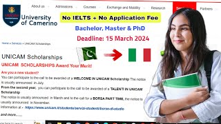 University of Camerino Italy Admission Process 2024  No IELTS  No Application Fee [upl. by Yhotmit51]