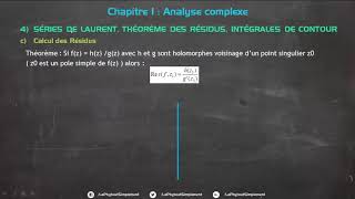 Analyse Complexe 14 Calcul des Résidus Théorème [upl. by Aidni]