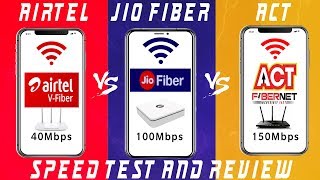 Jio Gigafiber Review Jio Fiber Plans  Act Fibernet Vs Jio Fiber Vs Airtel v fiber Speed test [upl. by Jariv727]