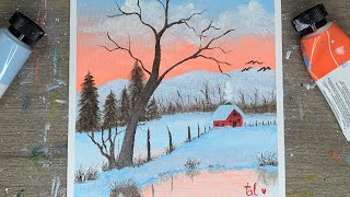 Winter Scenery Painting  Acrylic Painting for Beginners art painting video [upl. by Loma725]