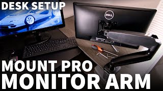 Mount Pro Monitor Mount  How to Setup and Install a VESA Adjustable Monitor Arm for Standing Desk [upl. by Etiragram]