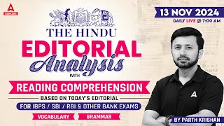 Editorial Analysis  13 November 2024  Vocab Grammar Reading Skimming  By Parth Sir [upl. by Miuqaoj922]