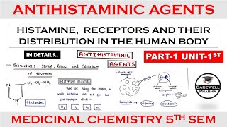 Antihistamine agents  Histamine  Receptors  Part 1 Unit 1  medicinal chemistry 5th semester [upl. by Nosauq692]