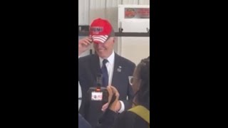 Biden seen sporting trump hat [upl. by Gibe]