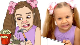 Diana Roma and sweetest stories  funny cartoon drawing meme 😂 [upl. by Netsirt]