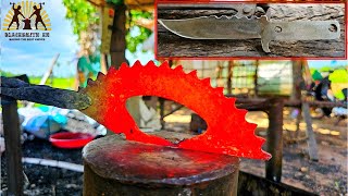 Forging a knife out of rusted motor cycle sprocket [upl. by Yelsek]